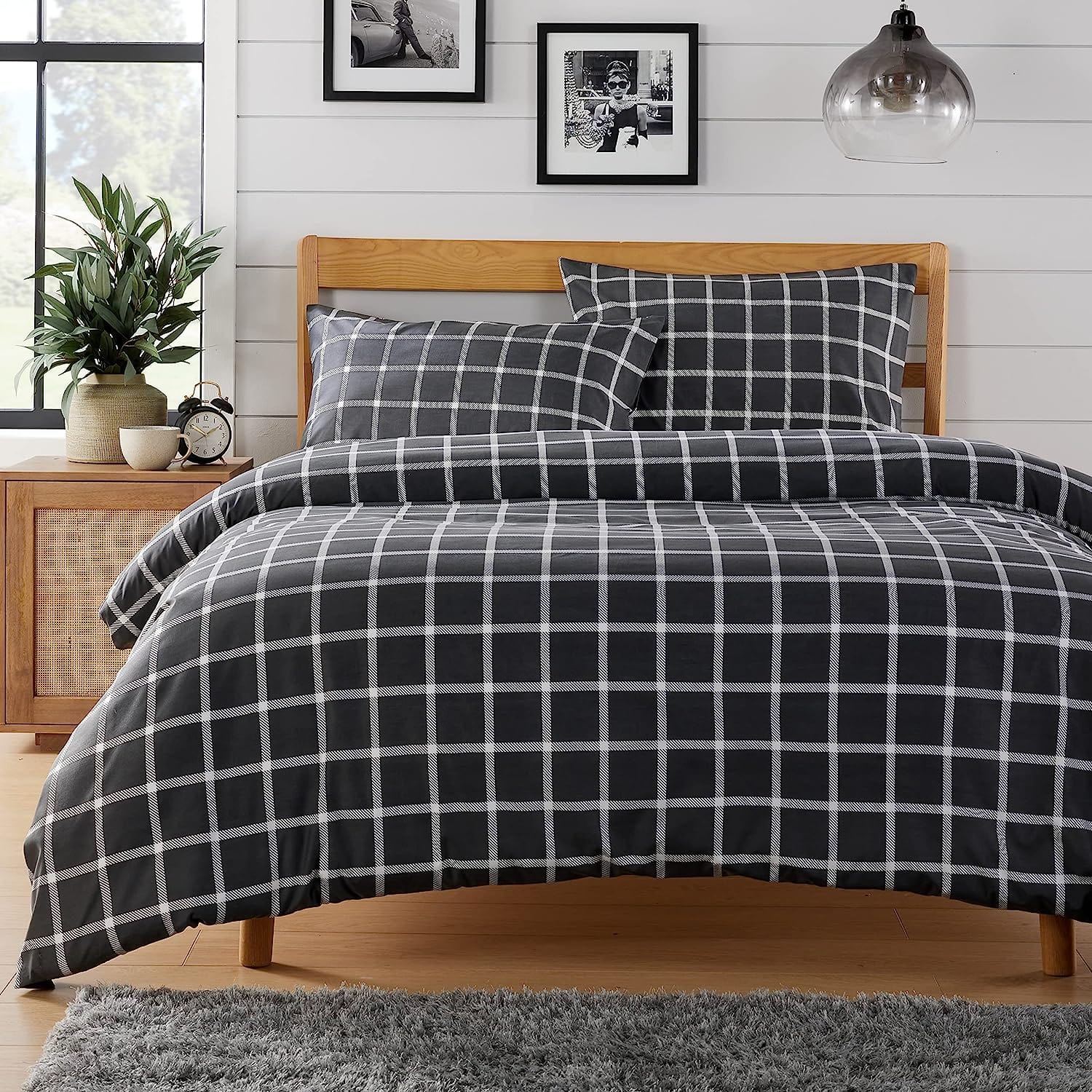 OLIVIA ROCCO Duvet Covers SINGLE Boston Check Grey Printed Duvet Cover Set Wholesale Manchester UK