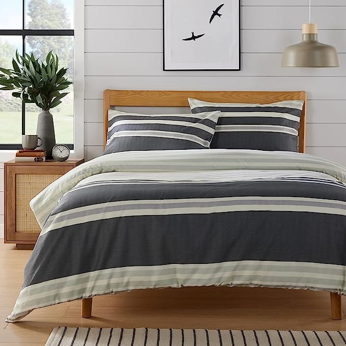 OLIVIA ROCCO Duvet Covers SINGLE / GREY Miami Stripes Duvet Cover Set Wholesale Manchester UK
