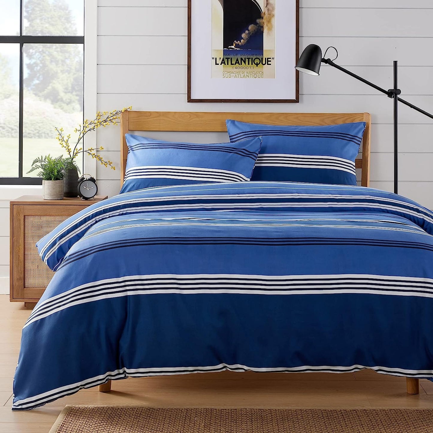 OLIVIA ROCCO Duvet Covers SINGLE Harlow Stripes Blue Printed Duvet Cover Set Wholesale Manchester UK