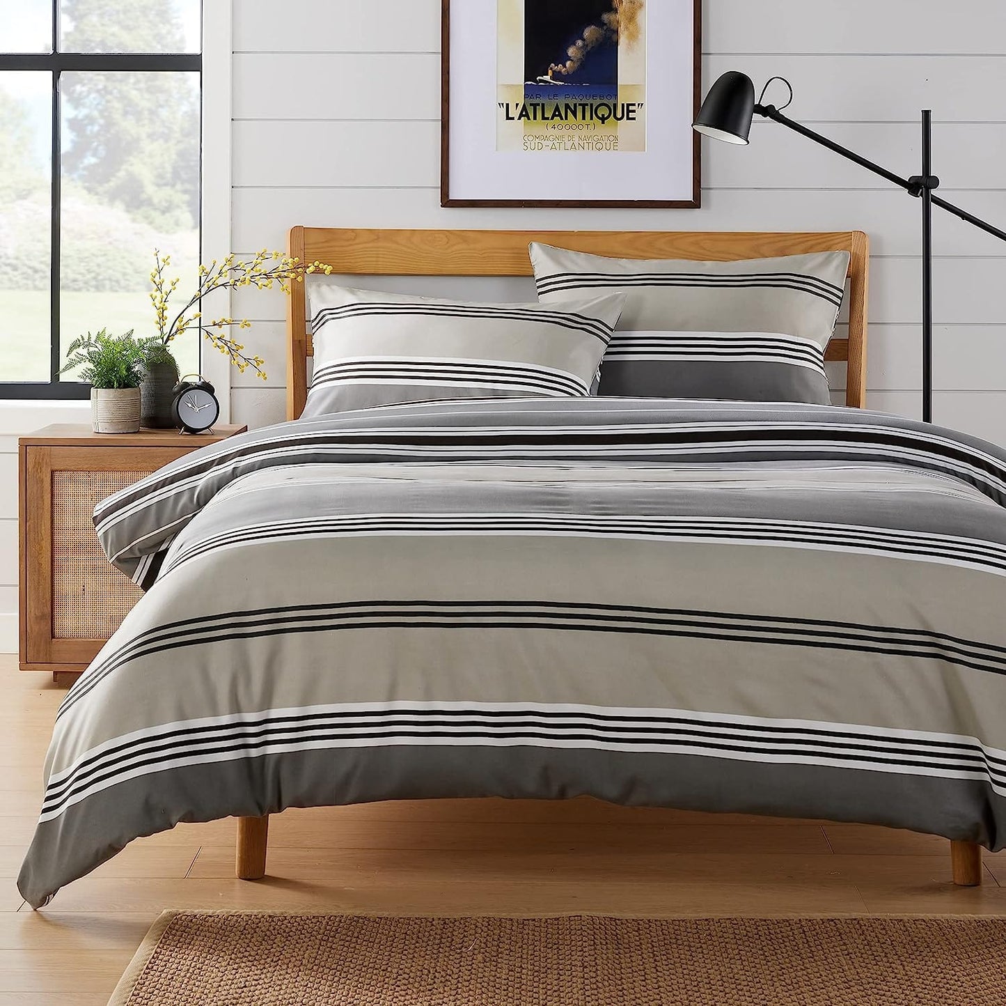 OLIVIA ROCCO Duvet Covers SINGLE Harlow Stripes Grey Printed Duvet Cover Set Wholesale Manchester UK