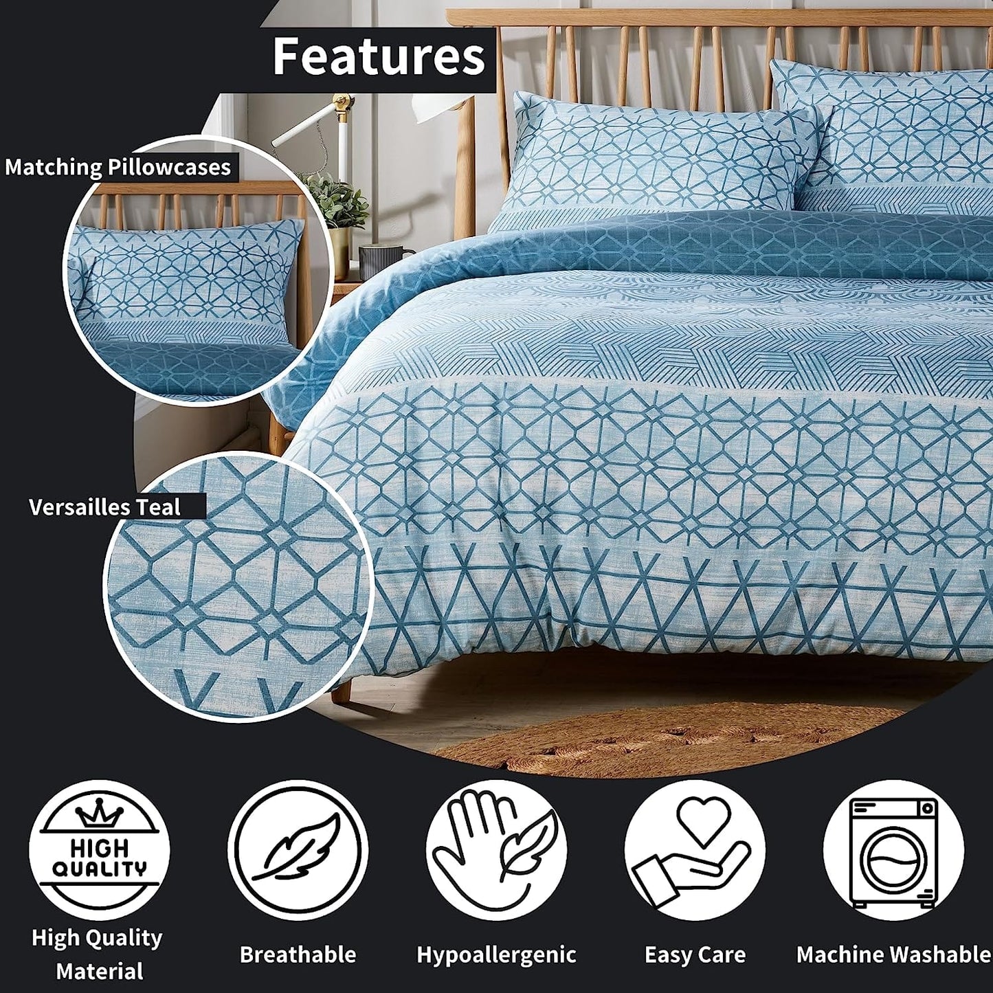 OLIVIA ROCCO Duvet Covers Versailles Teal Printed Duvet Cover Set Wholesale Manchester UK