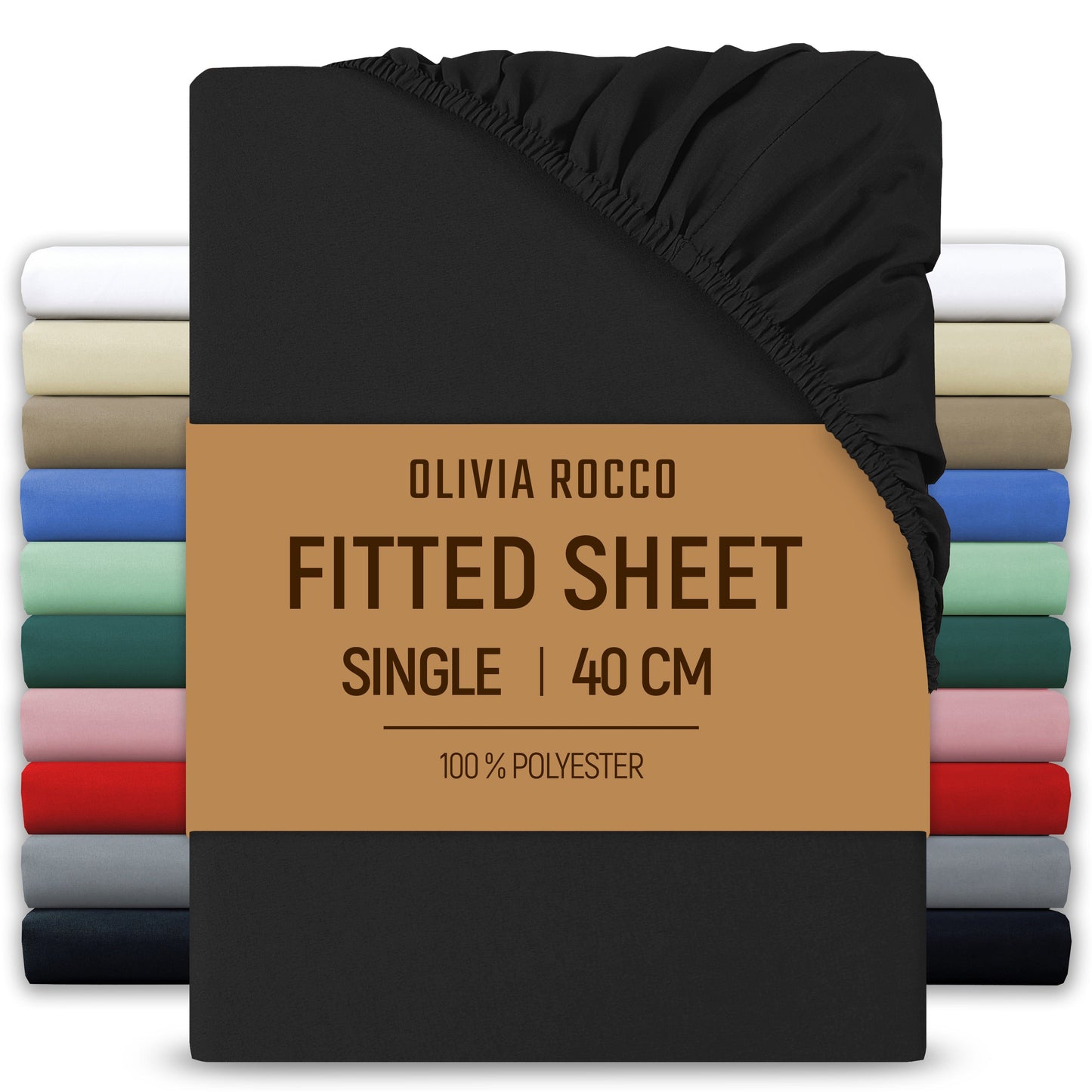 OLIVIA ROCCO Fitted Sheet BLACK / SINGLE Extra Deep 40CM Pocket Microfibre Fitted Sheet Wholesale Manchester UK