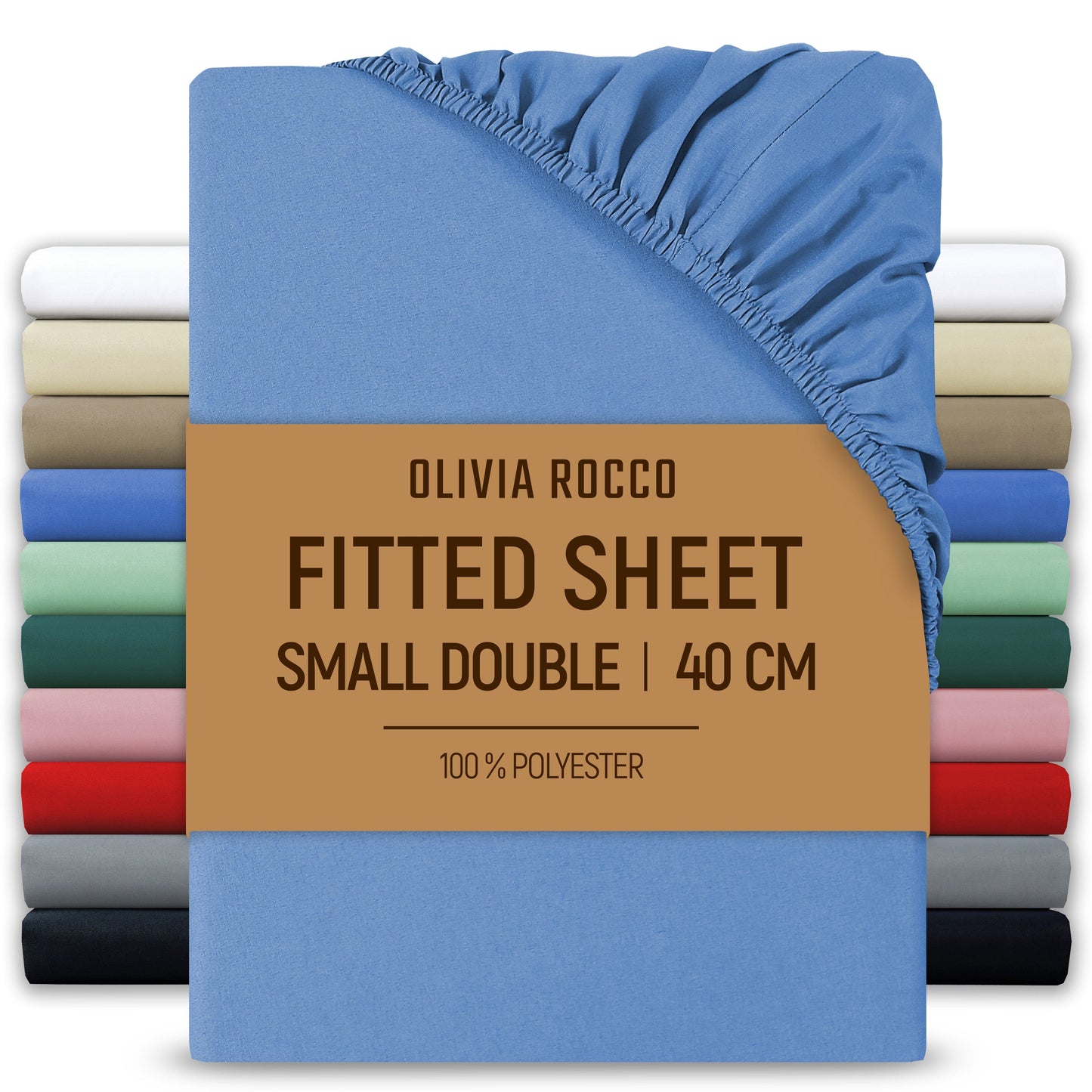 OLIVIA ROCCO Fitted Sheet BLUE / 3/4 BED LOOMWORKS Extra Deep 40CM Pocket Microfibre Fitted Sheet Wholesale Manchester UK