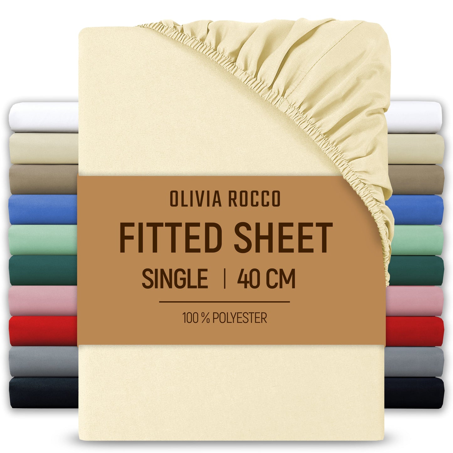 OLIVIA ROCCO Fitted Sheet CREAM / SINGLE Extra Deep 40CM Pocket Microfibre Fitted Sheet Wholesale Manchester UK