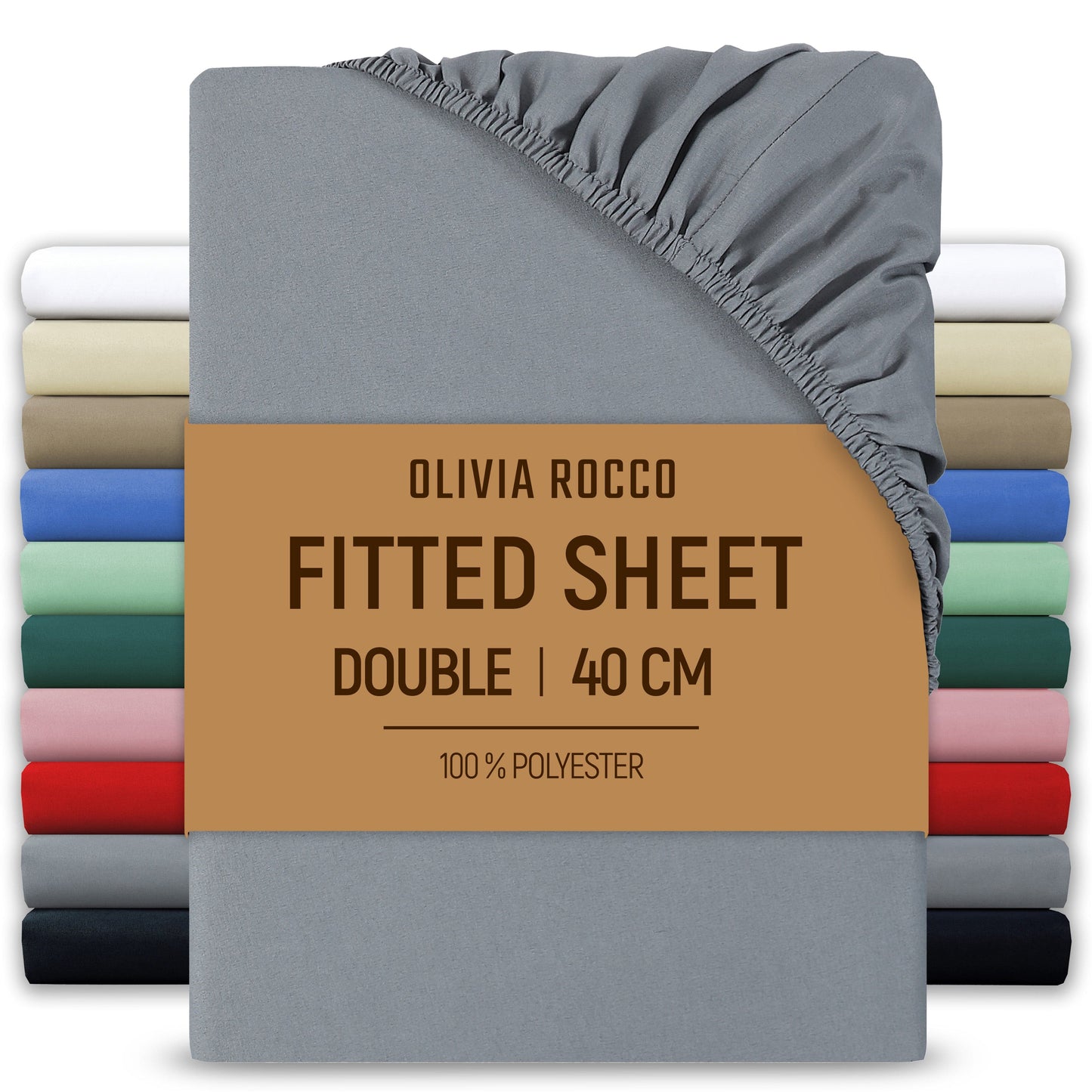 OLIVIA ROCCO Fitted Sheet GREY / DOUBLE Extra Deep 40CM Pocket Microfibre Fitted Sheet Wholesale Manchester UK