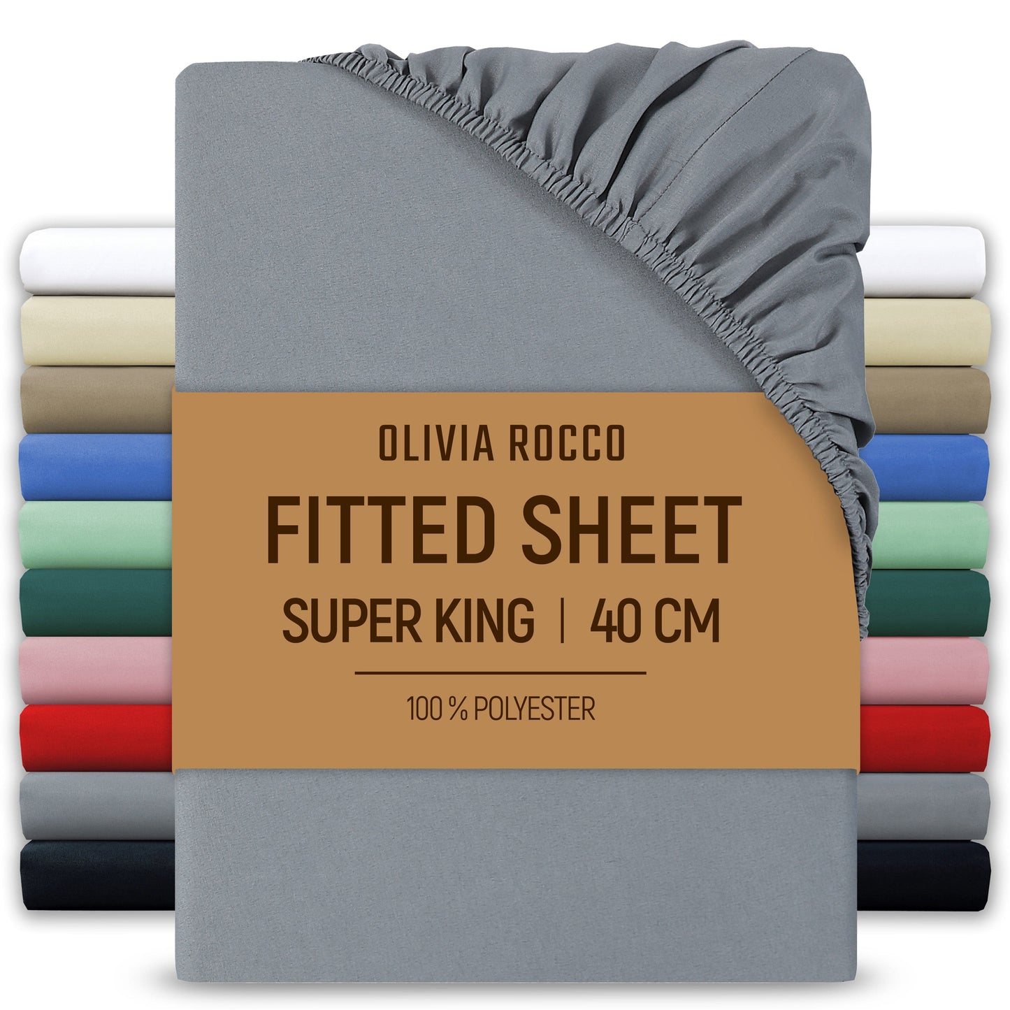 OLIVIA ROCCO Fitted Sheet GREY / SUPER KING Extra Deep 40CM Pocket Microfibre Fitted Sheet Wholesale Manchester UK