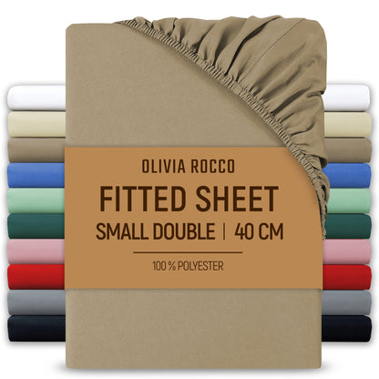 OLIVIA ROCCO Fitted Sheet NATURAL / 3/4 BED Extra Deep 40CM Pocket Microfibre Fitted Sheet Wholesale Manchester UK
