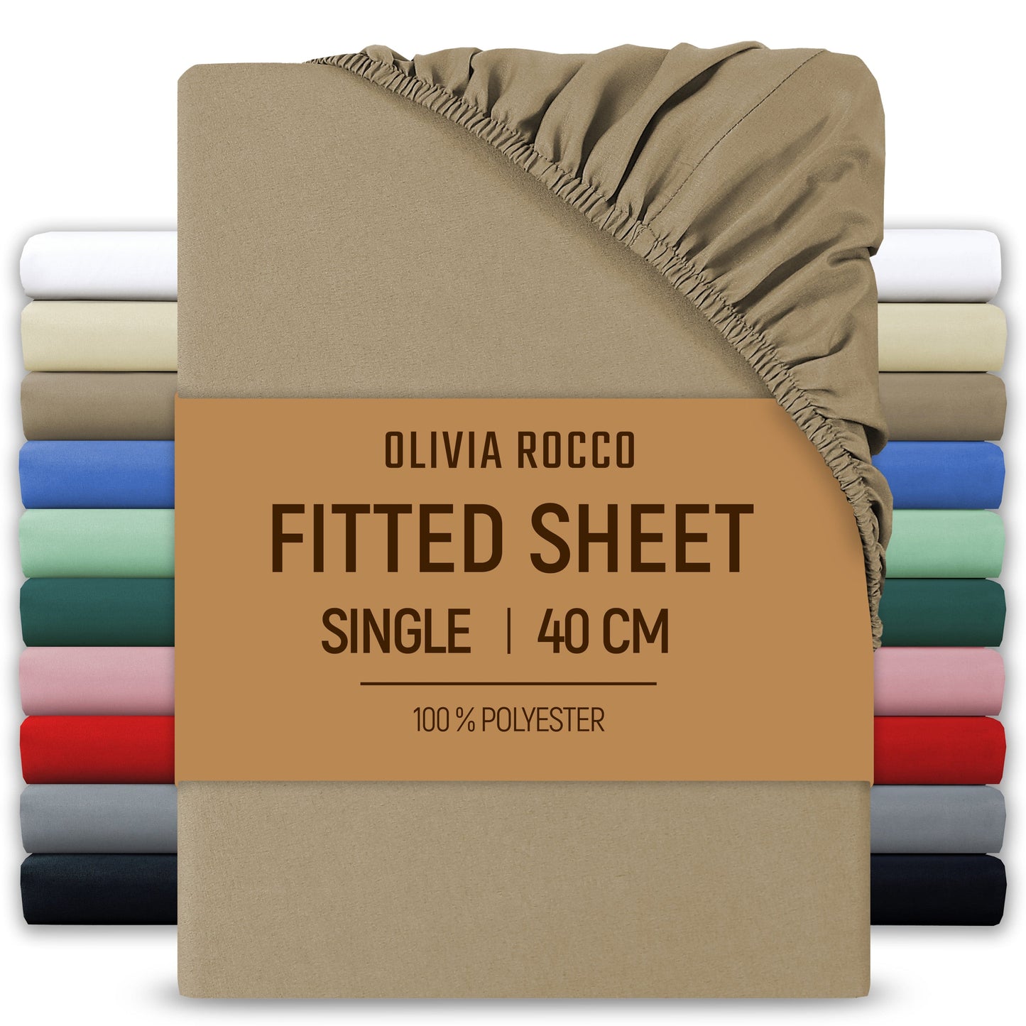 OLIVIA ROCCO Fitted Sheet NATURAL / SINGLE Extra Deep 40CM Pocket Microfibre Fitted Sheet Wholesale Manchester UK