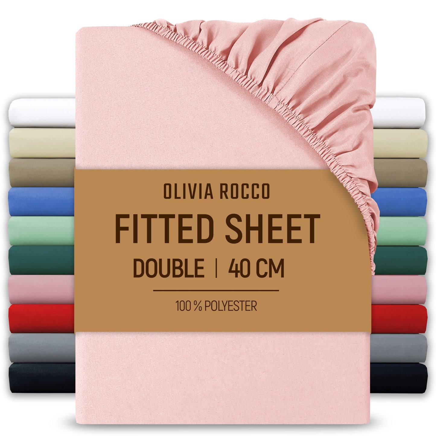OLIVIA ROCCO Fitted Sheet PINK / DOUBLE LOOMWORKS Extra Deep 40CM Pocket Microfibre Fitted Sheet Wholesale Manchester UK