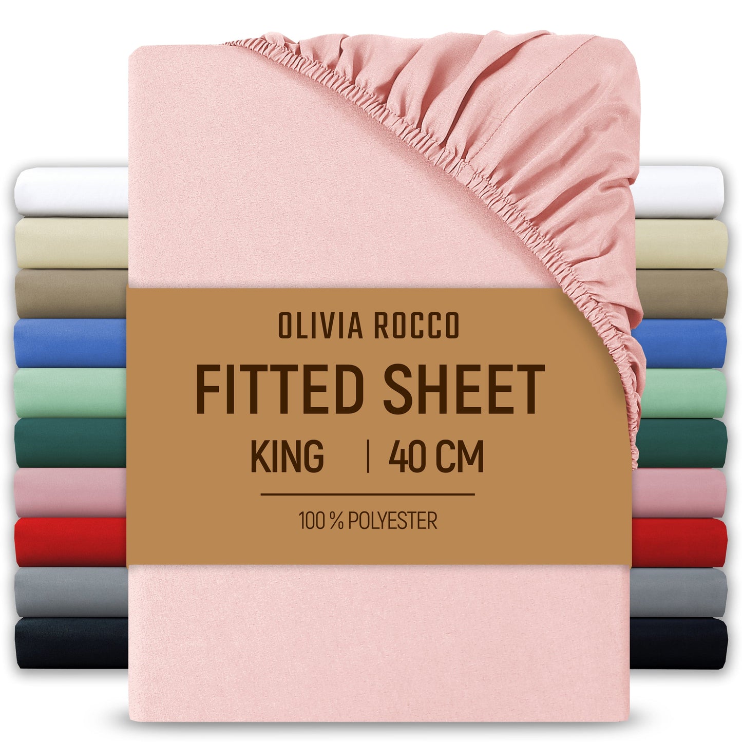 OLIVIA ROCCO Fitted Sheet PINK / KING LOOMWORKS Extra Deep 40CM Pocket Microfibre Fitted Sheet Wholesale Manchester UK