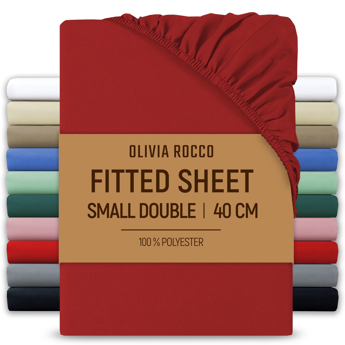 OLIVIA ROCCO Fitted Sheet RED / 3/4 BED Extra Deep 40CM Pocket Microfibre Fitted Sheet Wholesale Manchester UK