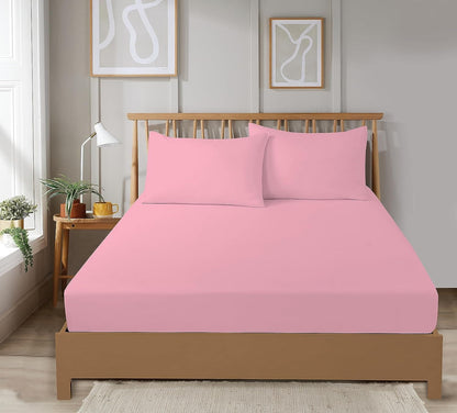 OLIVIA ROCCO Fitted Sheet SINGLE / BLUSH PINK Super Soft Plain Dye Fitted Sheets, Easy Care Everyday Sheet Sets Wholesale Manchester UK