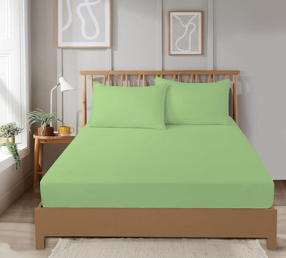 OLIVIA ROCCO Fitted Sheet SINGLE / SAGE GREEN Super Soft Plain Dye Fitted Sheets, Easy Care Everyday Sheet Sets Wholesale Manchester UK