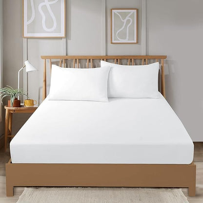 OLIVIA ROCCO Fitted Sheet SINGLE / WHITE Super Soft Plain Dye Fitted Sheets, Easy Care Everyday Sheet Sets Wholesale Manchester UK