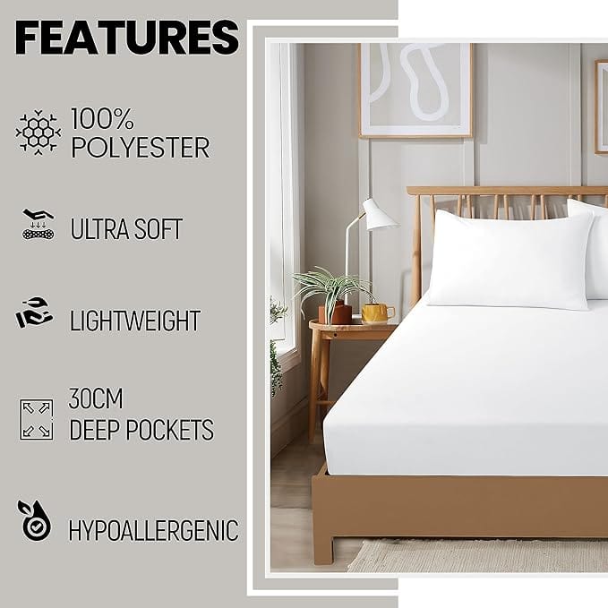 OLIVIA ROCCO Fitted Sheet Super Soft Plain Dye Fitted Sheets, Easy Care Everyday Sheet Sets Wholesale Manchester UK