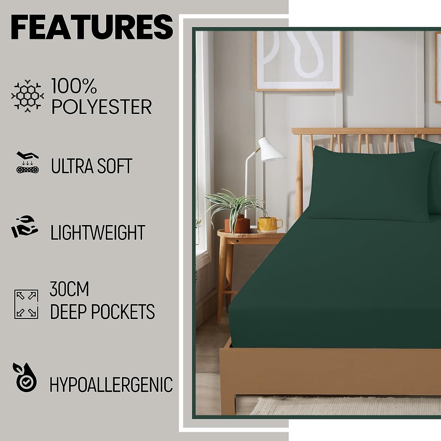 OLIVIA ROCCO Fitted Sheet Super Soft Plain Dye Fitted Sheets, Easy Care Everyday Sheet Sets Wholesale Manchester UK