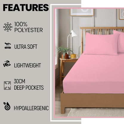 OLIVIA ROCCO Fitted Sheet Super Soft Plain Dye Fitted Sheets, Easy Care Everyday Sheet Sets Wholesale Manchester UK