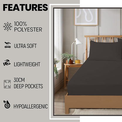 OLIVIA ROCCO Fitted Sheet Super Soft Plain Dye Fitted Sheets, Easy Care Everyday Sheet Sets Wholesale Manchester UK