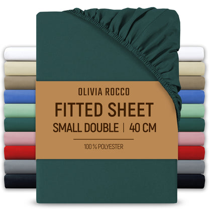 OLIVIA ROCCO Fitted Sheet TEAL / 3/4 BED Extra Deep 40CM Pocket Microfibre Fitted Sheet Wholesale Manchester UK