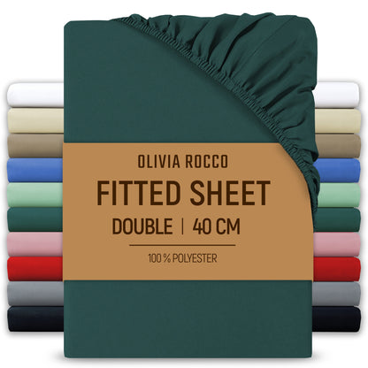 OLIVIA ROCCO Fitted Sheet TEAL / DOUBLE Extra Deep 40CM Pocket Microfibre Fitted Sheet Wholesale Manchester UK