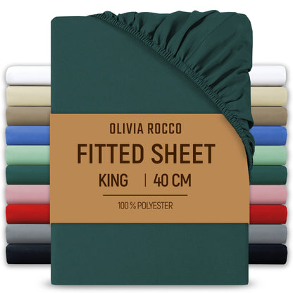 OLIVIA ROCCO Fitted Sheet TEAL / KING Extra Deep 40CM Pocket Microfibre Fitted Sheet Wholesale Manchester UK