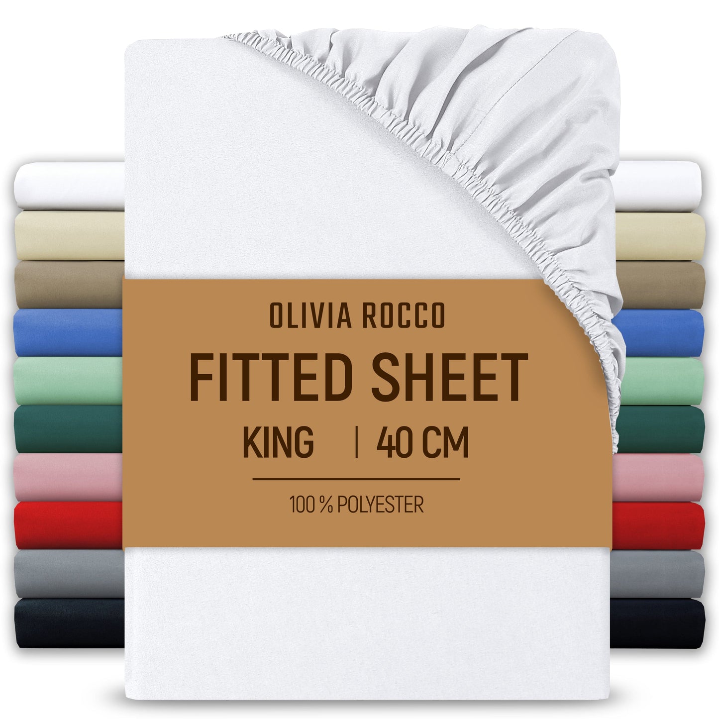 OLIVIA ROCCO Fitted Sheet WHITE / KING Extra Deep 40CM Pocket Microfibre Fitted Sheet Wholesale Manchester UK