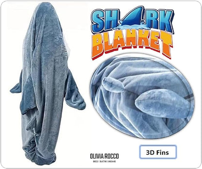 OLIVIA ROCCO Hooded Blanket Shark Blanket Sleeping Bag For Adults Wearable Onesie Wholesale Manchester UK