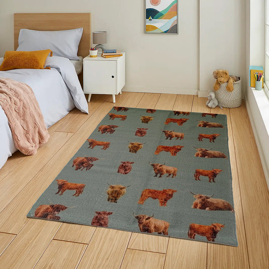 OLIVIA ROCCO Rugs 60 x 90 CM / HIGHLAND COW Animal Printed Rug Highland Cow Wholesale Manchester UK