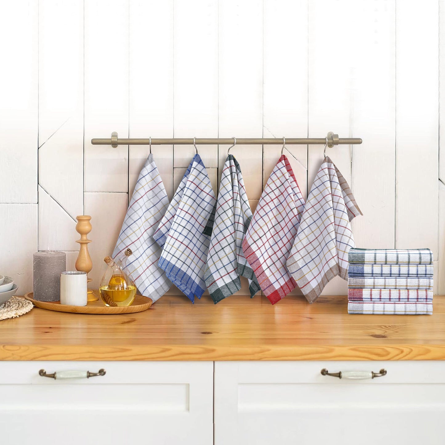 OLIVIA ROCCO Tea Towel 10 PACK Pack of 10 Wonderdry Tea Towels Kitchen 100% Cotton Super Absorbent Quick Drying Dish Bar Cloth Set by OLIVIA ROCCO Wholesale Manchester UK