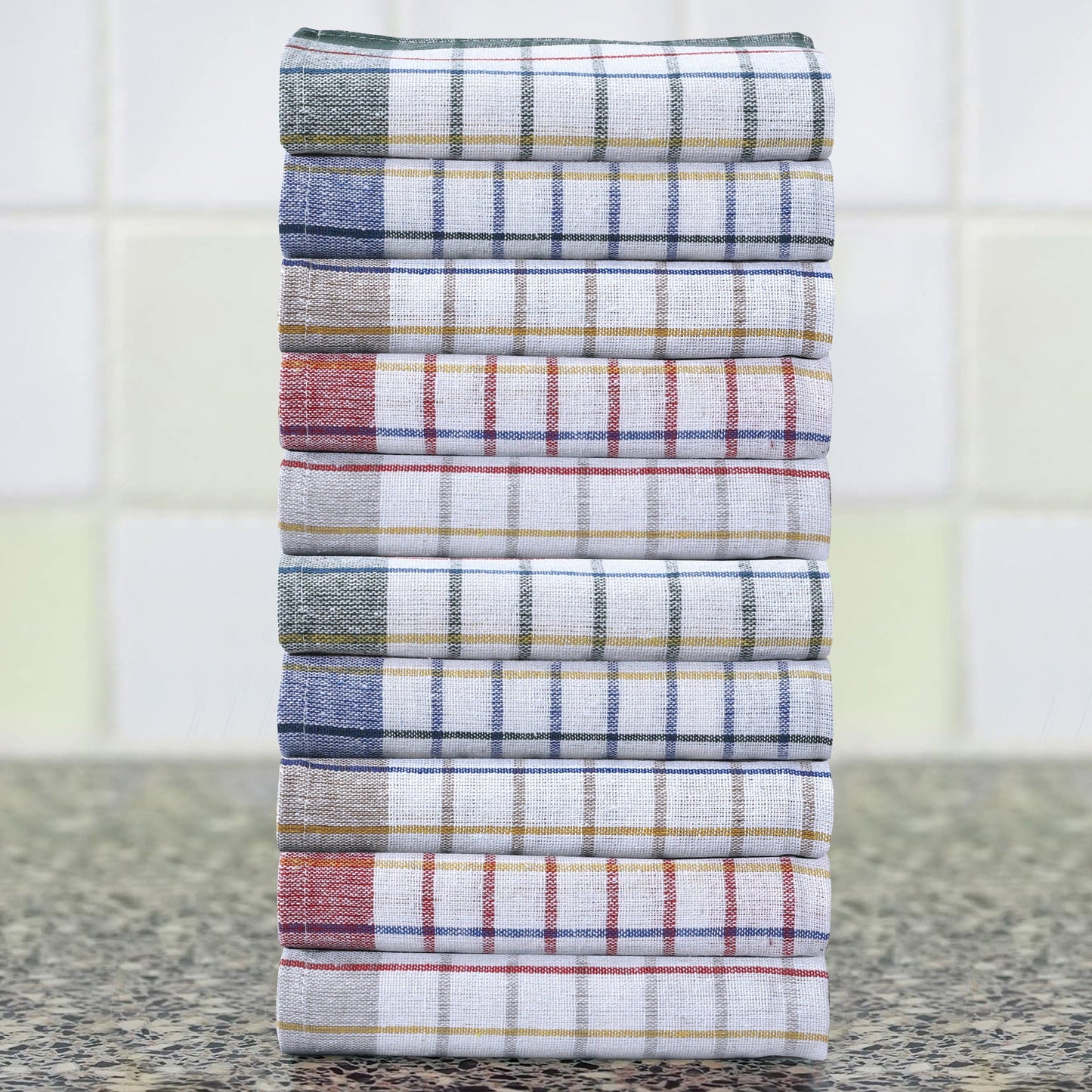 OLIVIA ROCCO Tea Towel 10 PACK Pack of 10 Wonderdry Tea Towels Kitchen 100% Cotton Super Absorbent Quick Drying Dish Bar Cloth Set by OLIVIA ROCCO Wholesale Manchester UK