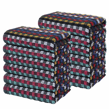 OLIVIA ROCCO Tea Towel 12 PACK Multi Check Terry Tea Towels 100% Cotton Kitchen Towels Super Absorbent Quick Dry Set Dish Cloths by OLIVIA ROCCO Wholesale Manchester UK