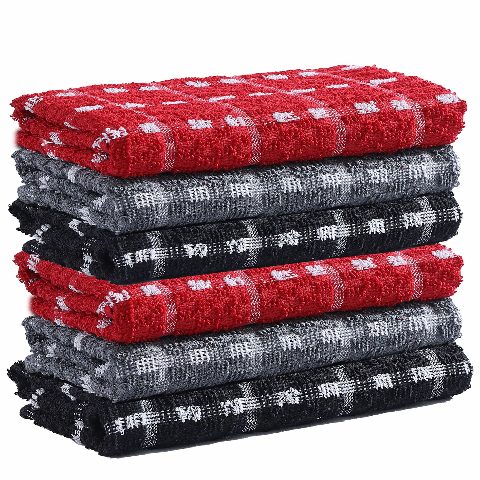 OLIVIA ROCCO Tea Towel 6 PACK Mono Check Tea Towels 100% Soft Cotton Kitchen Dish Bar Towel Super Absorbent Quick Drying Cloths by OLIVIA ROCCO Wholesale Manchester UK