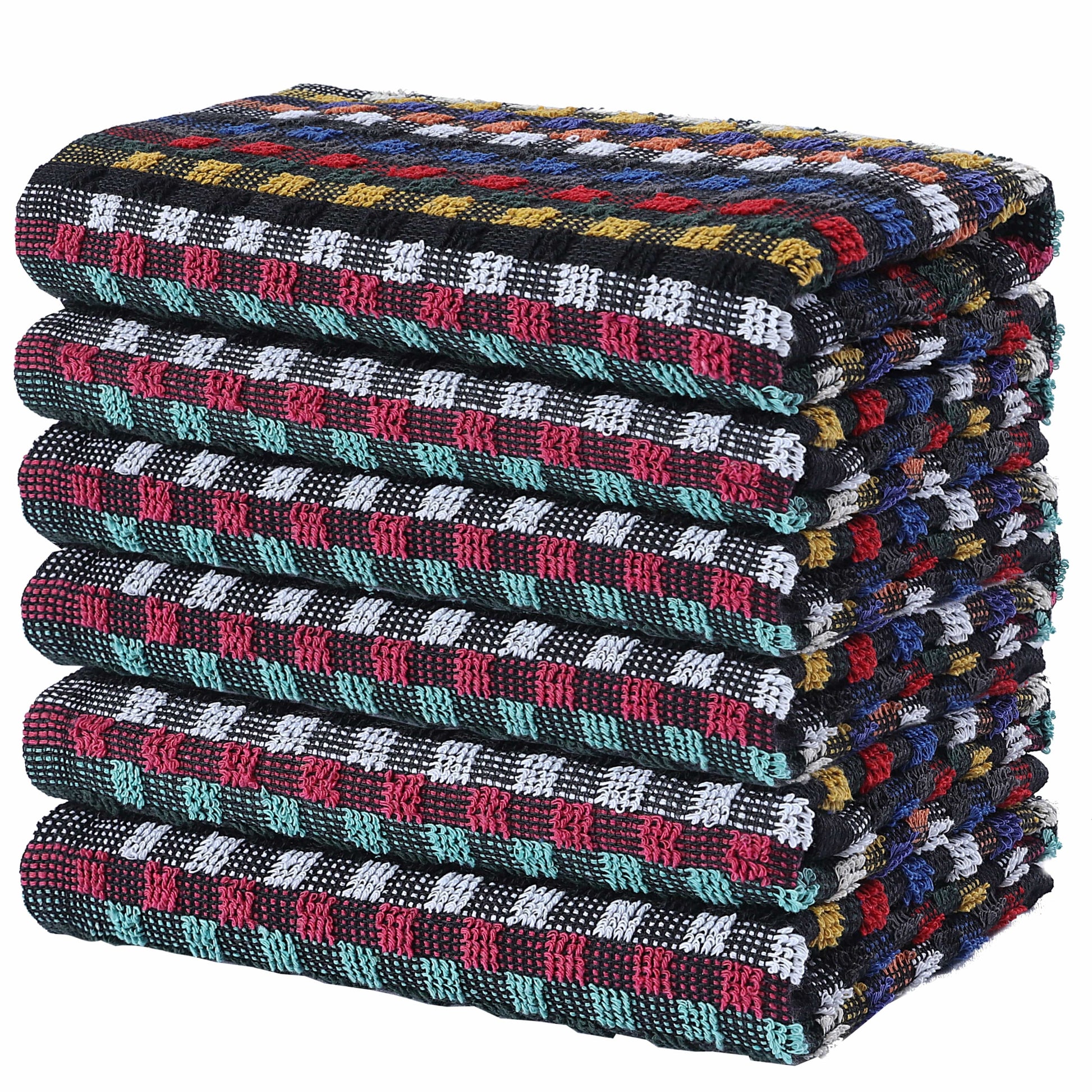 OLIVIA ROCCO Tea Towel 6 PACK Multi Check Terry Tea Towels 100% Cotton Kitchen Towels Super Absorbent Quick Dry Set Dish Cloths by OLIVIA ROCCO Wholesale Manchester UK