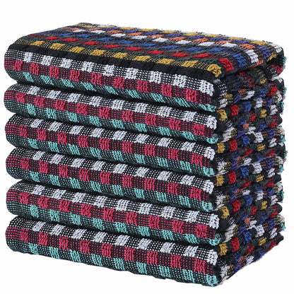 OLIVIA ROCCO Tea Towel 6 PACK Multi Check Terry Tea Towels 100% Cotton Kitchen Towels Super Absorbent Quick Dry Set Dish Cloths by OLIVIA ROCCO Wholesale Manchester UK