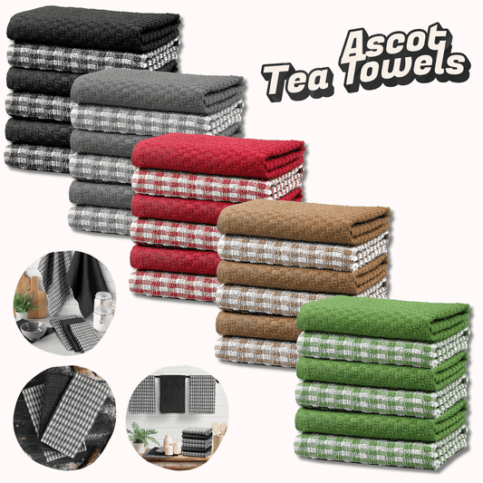 OLIVIA ROCCO Tea Towel Ascot Check Terry Tea Towels 100% Cotton for Kitchen Super Absorbent Dish Cloths Soft Durable by OLIVIA ROCCO Wholesale Manchester UK