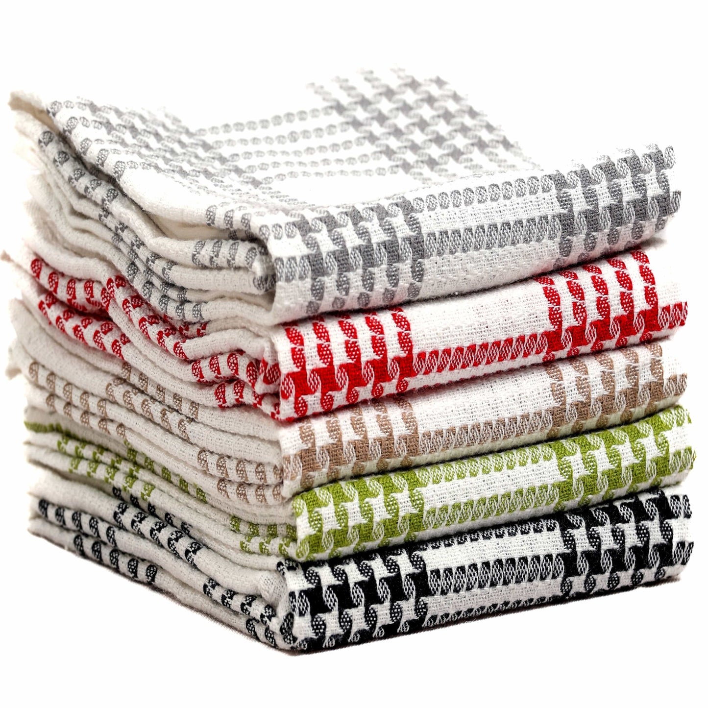 OLIVIA ROCCO Tea Towel ASSORTED Pack of 5 Houndstooth Tea Towel Kitchen Towels Cotton Super Absorbent Quick Drying Wholesale Manchester UK