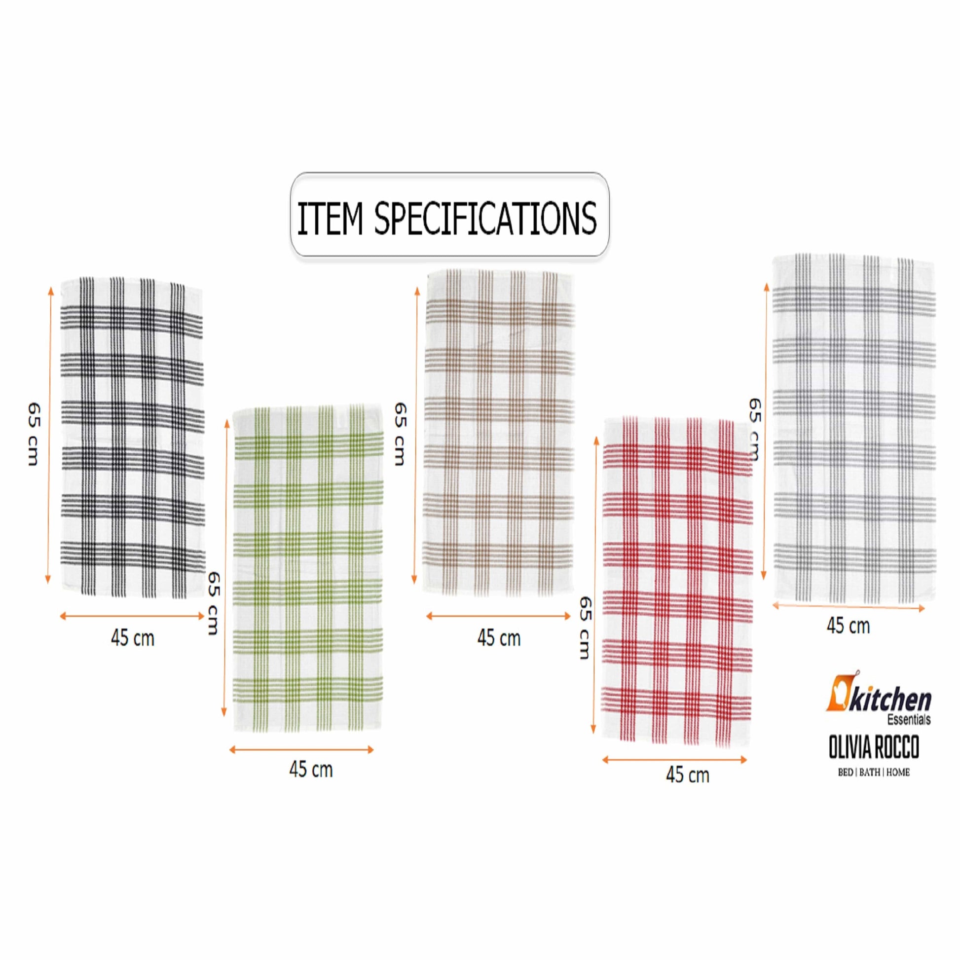 OLIVIA ROCCO Tea Towel ASSORTED Pack of 5 Houndstooth Tea Towel Kitchen Towels Cotton Super Absorbent Quick Drying Wholesale Manchester UK