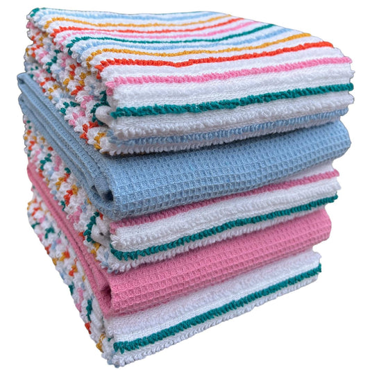 OLIVIA ROCCO Tea Towel CANDY 5 Pack Striped Super Absorbent Cotton Kitchen Tea Towels Wholesale Manchester UK