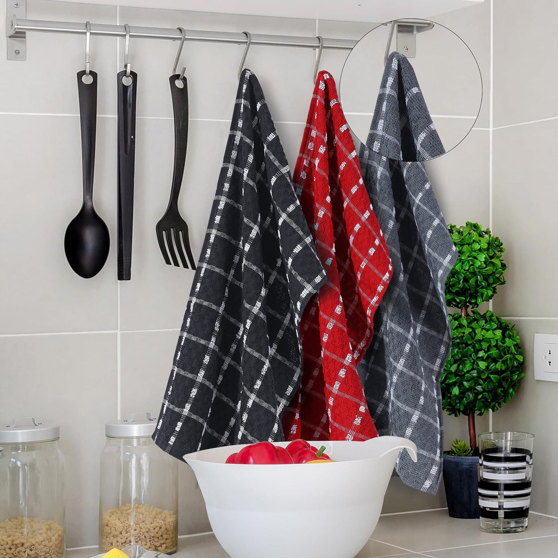 OLIVIA ROCCO Tea Towel Mono Check Tea Towels 100% Soft Cotton Kitchen Dish Bar Towel Super Absorbent Quick Drying Cloths by OLIVIA ROCCO Wholesale Manchester UK
