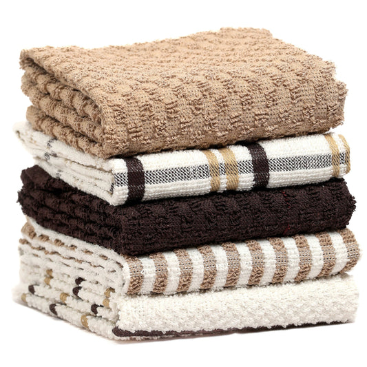 OLIVIA ROCCO Tea Towel NATURAL 5 Pack Terry Kitchen Tea Towels Cotton Super Absorbent Quick Drying Wholesale Manchester UK