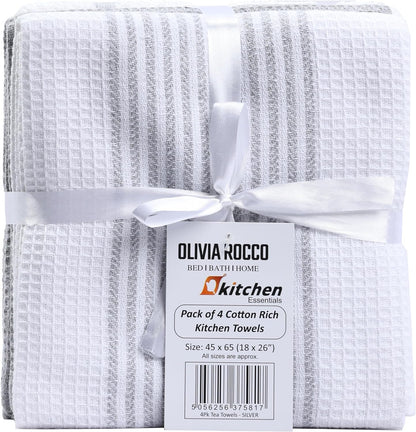 OLIVIA ROCCO Tea Towel Pack Of 4 Absorbent Long Lasting Tea Towels Wholesale Manchester UK
