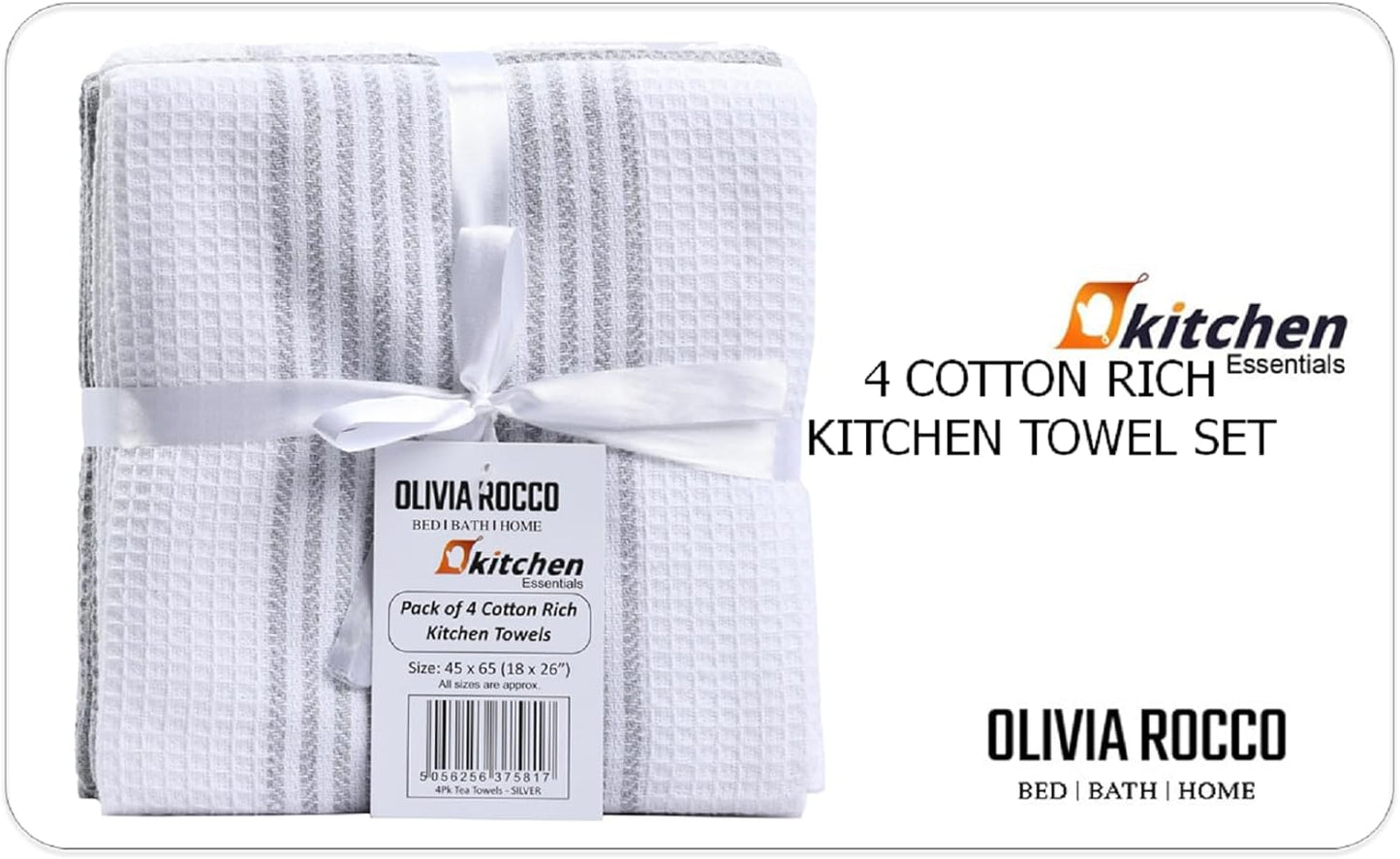 OLIVIA ROCCO Tea Towel Pack Of 4 Absorbent Long Lasting Tea Towels Wholesale Manchester UK
