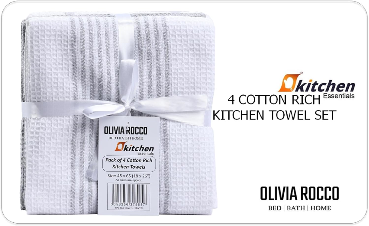 OLIVIA ROCCO Tea Towel Pack Of 4 Absorbent Long Lasting Tea Towels Wholesale Manchester UK