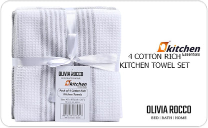 OLIVIA ROCCO Tea Towel Pack Of 4 Absorbent Long Lasting Tea Towels Wholesale Manchester UK