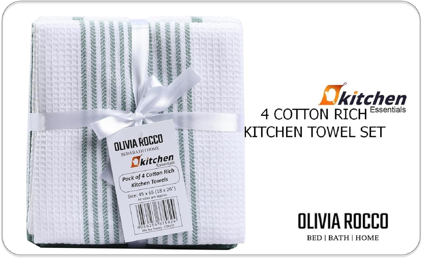 OLIVIA ROCCO Tea Towel Pack Of 4 Absorbent Long Lasting Tea Towels Wholesale Manchester UK