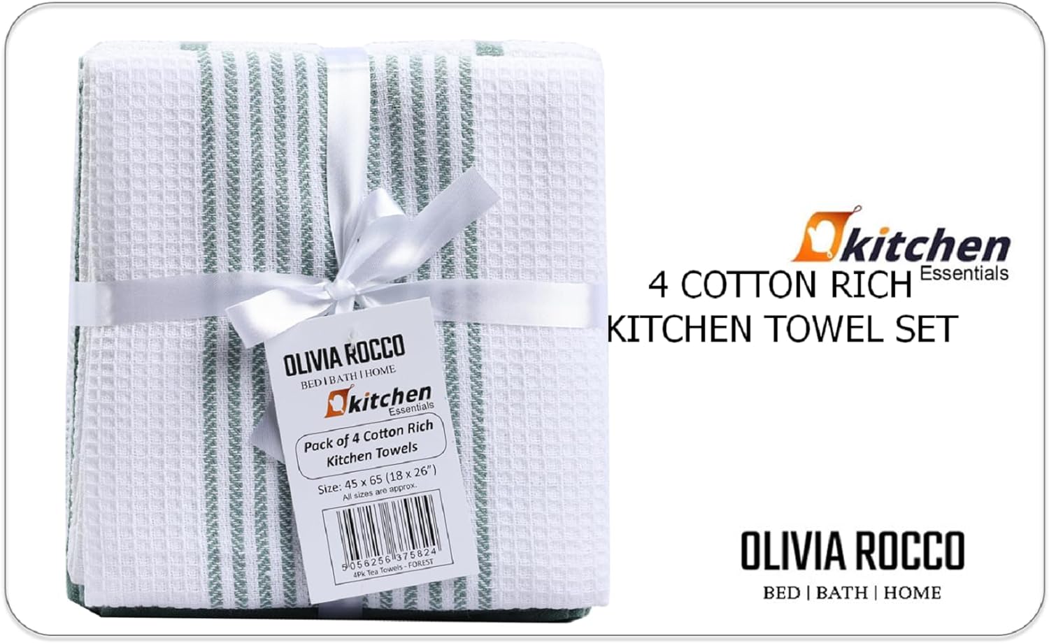 OLIVIA ROCCO Tea Towel Pack Of 4 Absorbent Long Lasting Tea Towels Wholesale Manchester UK