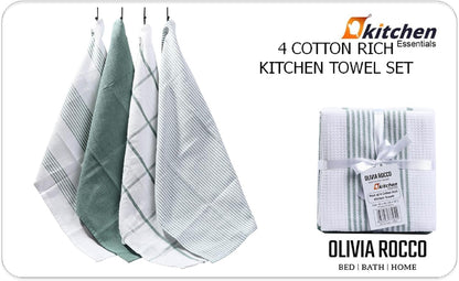 OLIVIA ROCCO Tea Towel Pack Of 4 Absorbent Long Lasting Tea Towels Wholesale Manchester UK