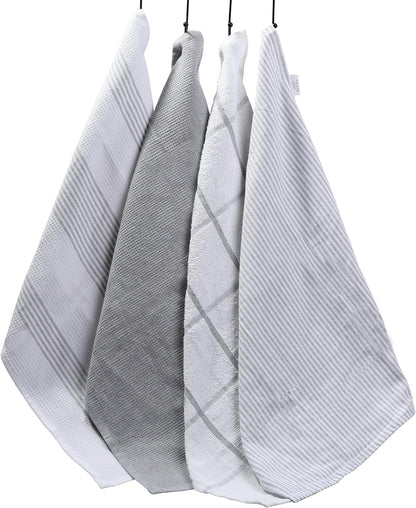 OLIVIA ROCCO Tea Towel SILVER Pack Of 4 Absorbent Long Lasting Tea Towels Wholesale Manchester UK