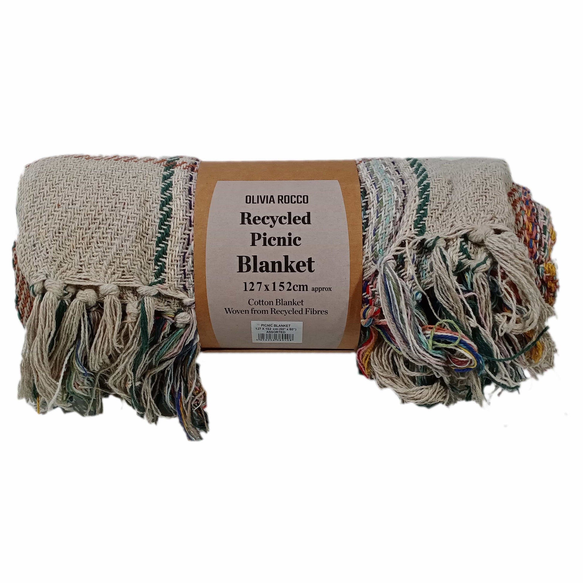 OLIVIA ROCCO Throw 130 x 150 cm Recycled Picnic Blanket Check Stripe Design Super Soft Cozy Camping Beach Throw Wholesale Manchester UK
