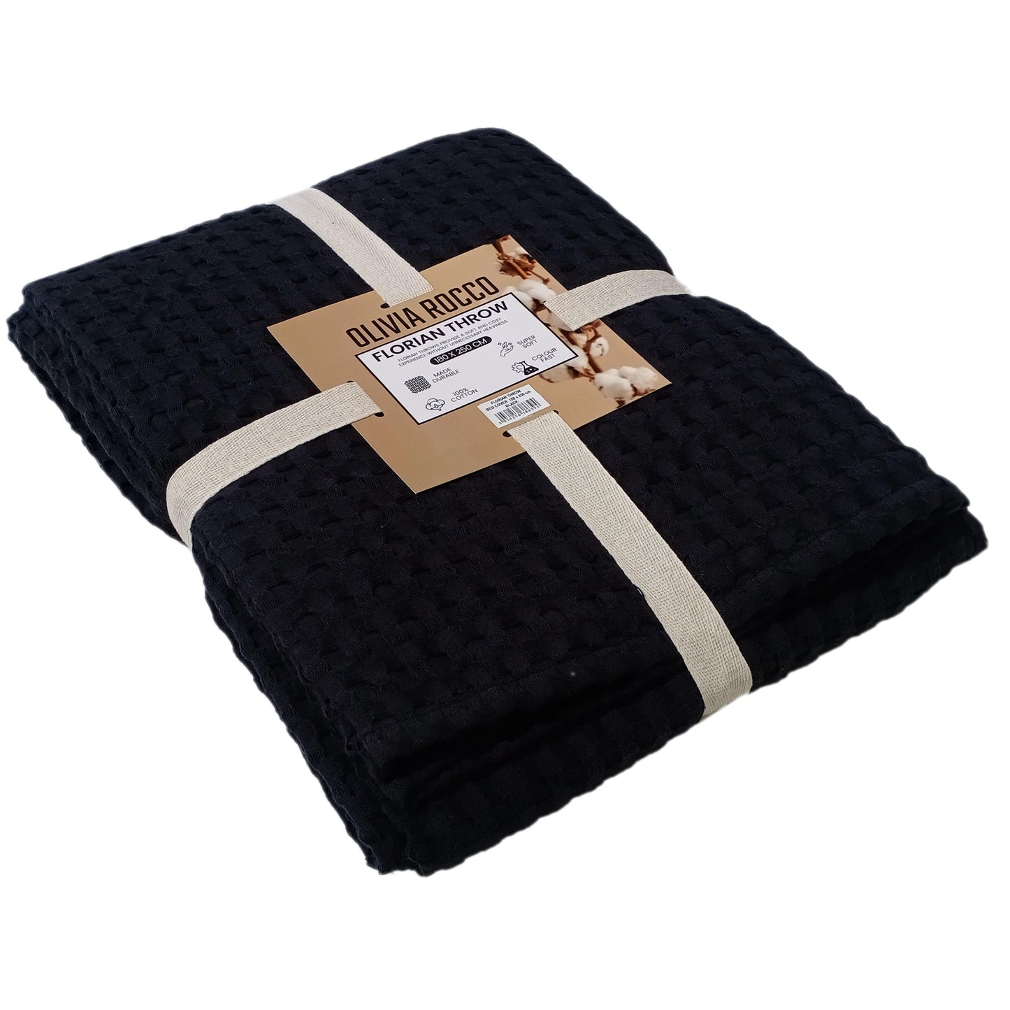 OLIVIA ROCCO Throw 180 x 250 CM / BLACK Florian Checked Throw Blanket Black Bedspread for Sofas Armchairs Sofa Settee Couch Beds & Couches by OLIVIA ROCCO Wholesale Manchester UK
